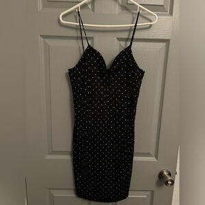 Black Mini Dress with white polka dots